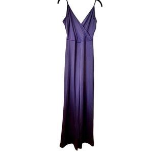 Soho Chic Sleeveless Wrap Wide Leg One Piece Purple Jumpsuit Small